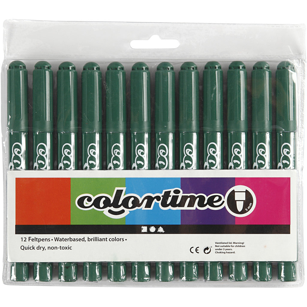 Colortime Marker, Strichstärke 5 mm, Grün, 12 Stk/ 1 Pck [HOB-37358]