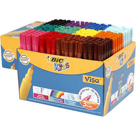 BIC Visa Fine Filzstifte - Sortiment, Strichstärke 1,6 mm, Sortierte Farben, 12x24 Stk/ 1 Pck [HOB-37585]