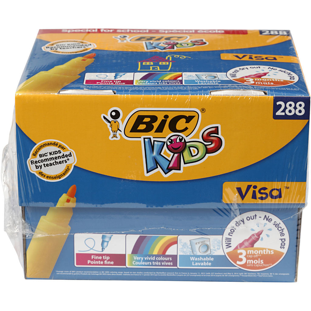 BIC Visa Fine Filzstifte - Sortiment, Strichstärke 1,6 mm, Sortierte Farben, 12x24 Stk/ 1 Pck [HOB-37585]