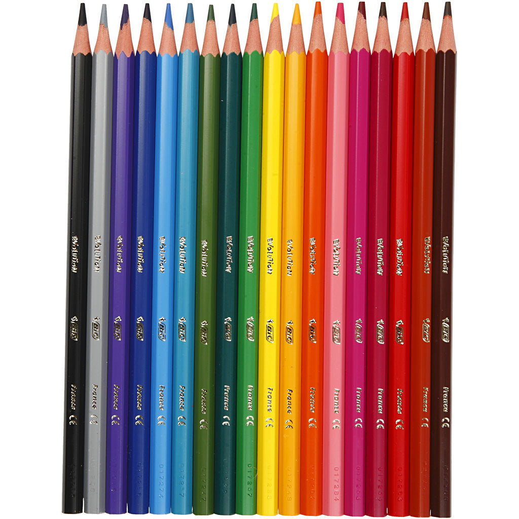 BIC Evolution Buntstifte, sechseckig, L 17,5 cm, Mine 3 mm, Sortierte Farben, 18 Stk/ 1 Pck [HOB-37589]