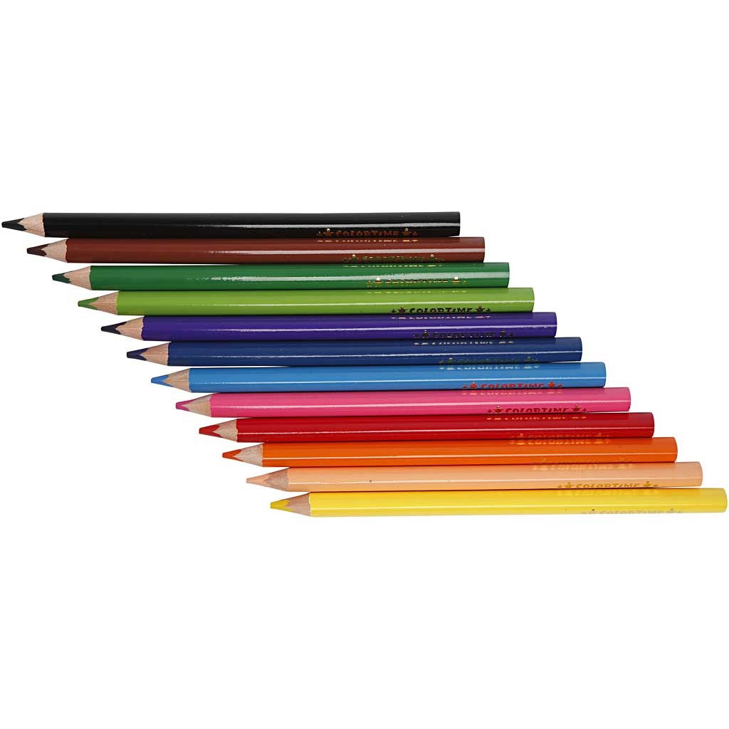 Colortime Buntstifte, L 17,45 cm, Mine 5 mm, JUMBO, Sortierte Farben, 12 Stk/ 1 Pck [HOB-38081]