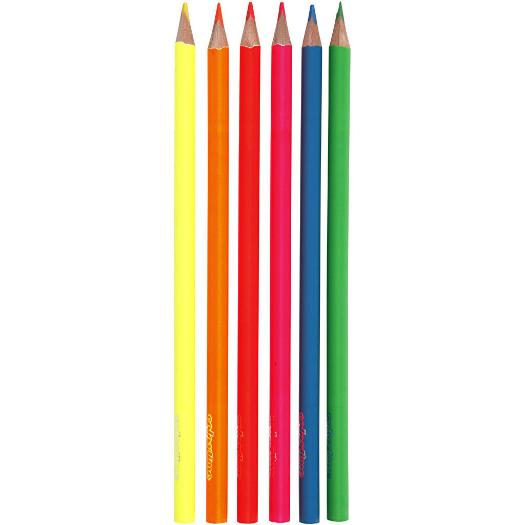 Colortime Buntstifte, L 17,45 cm, Mine 3 mm, Neonfarben, 6 Stk/ 1 Pck [HOB-38096]