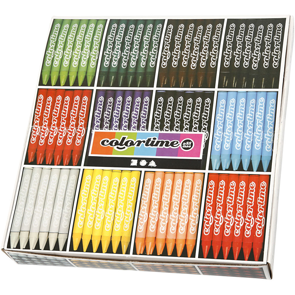 Colortime Farbkreide, L 10 cm, Dicke 11 mm, Sortierte Farben, 12x24 Stk/ 1 Pck [HOB-38139]