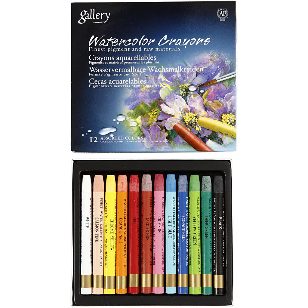 Gallery Aquarell-Kreide, L 9,3 cm, Sortierte Farben, 12 Stk/ 1 Pck [HOB-38284]