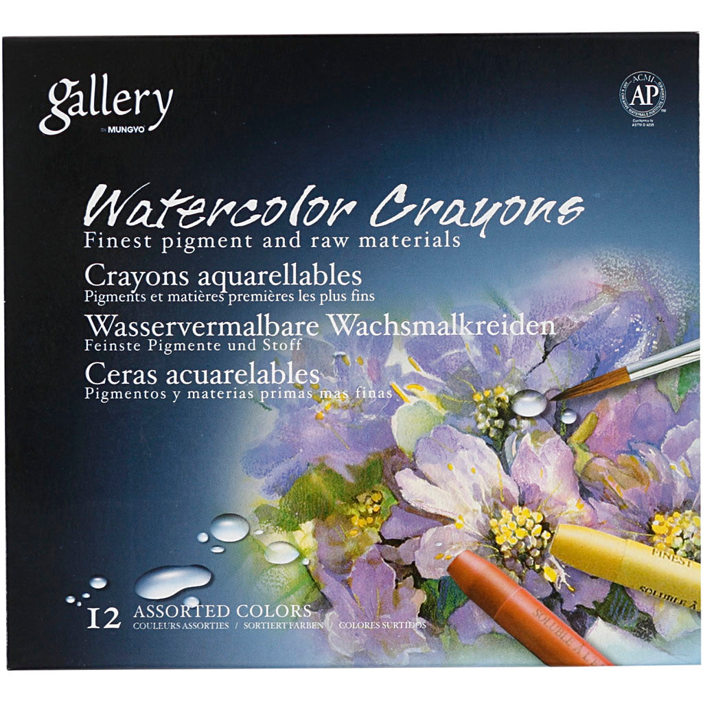 Gallery Aquarell-Kreide, L 9,3 cm, Dicke 8 mm, Schwarz (331), 12 Stk/ 1 Pck [HOB-38299]