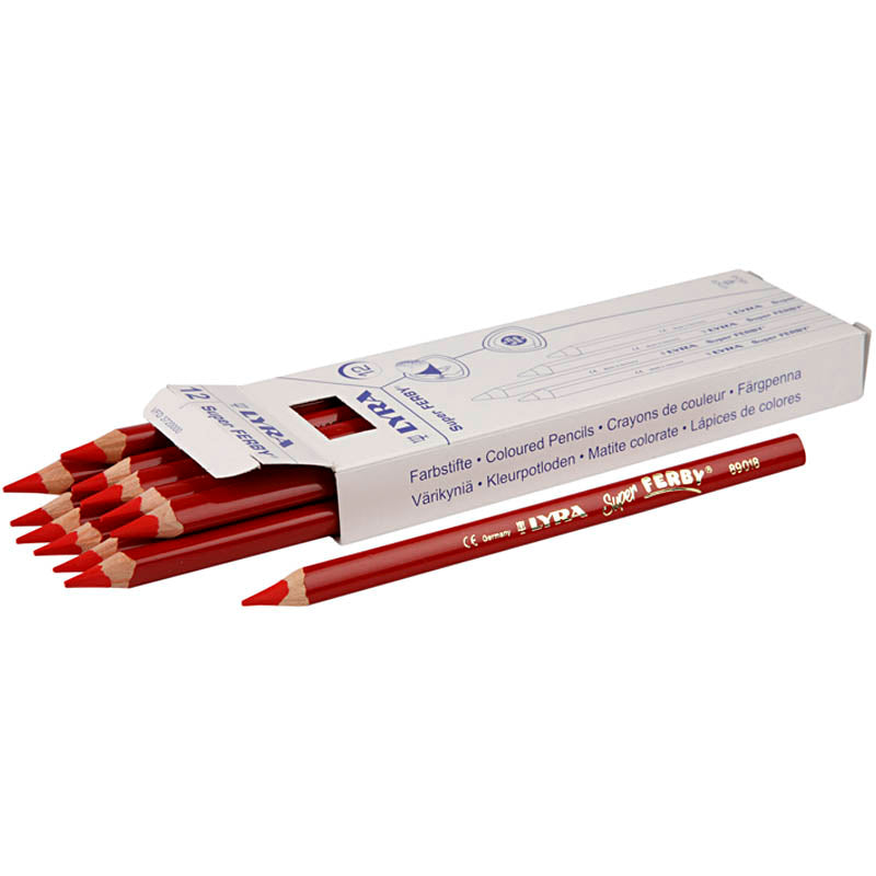 Super Ferby 1 colouring pencils, L: 18 cm, lead 6,25 mm, red, 12 pc