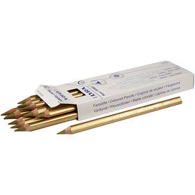 Super Ferby 1 Buntstifte, L 18 cm, Mine 6,25 mm, Gold, 12 Stk/ 1 Pck [HOB-38371]