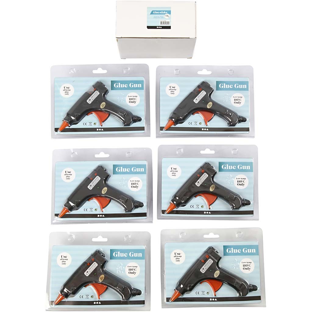 Klebepistolen mit Kleber, 130 °C - Niedrigtemperatur, ca. 125 cm Kordel, EU, 1 Set [HOB-39119]