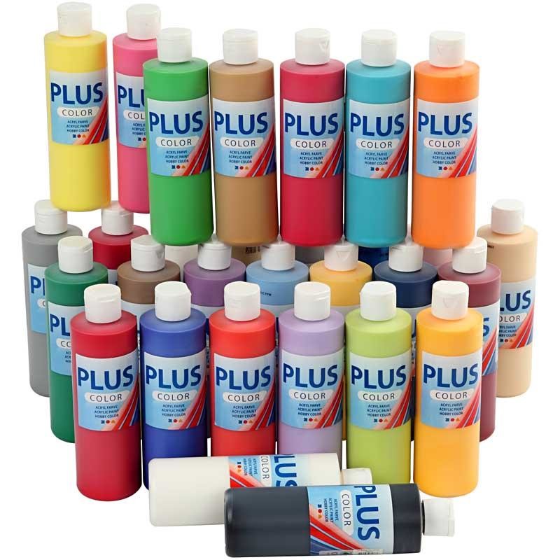 Plus Color Bastelfarbe, Sortierte Farben, 30x250 ml/ 1 Pck [HOB-39497]