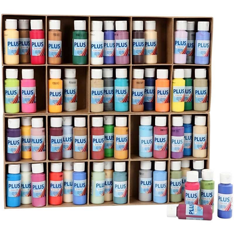 Plus Color Bastelfarbe, Sortierte Farben, 60x60 ml/ 1 Pck [HOB-39697]