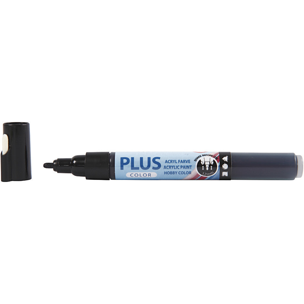Plus Color Marker, L 14,5 cm, Strichstärke 1-2 mm, Schwarz, 5,5 ml, 1 Stk [HOB-39842]