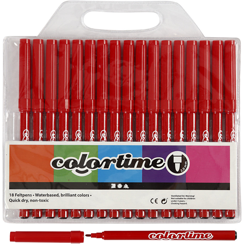 Colortime Marker, red, line 2 mm, 18 pc