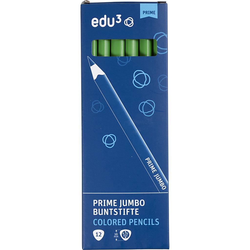 edu3 Jumbo-Buntstifte, Dicke 10 mm, Mine 6,25 mm, Hellgrün, 12 Stk/ 1 Pck [HOB-408062]