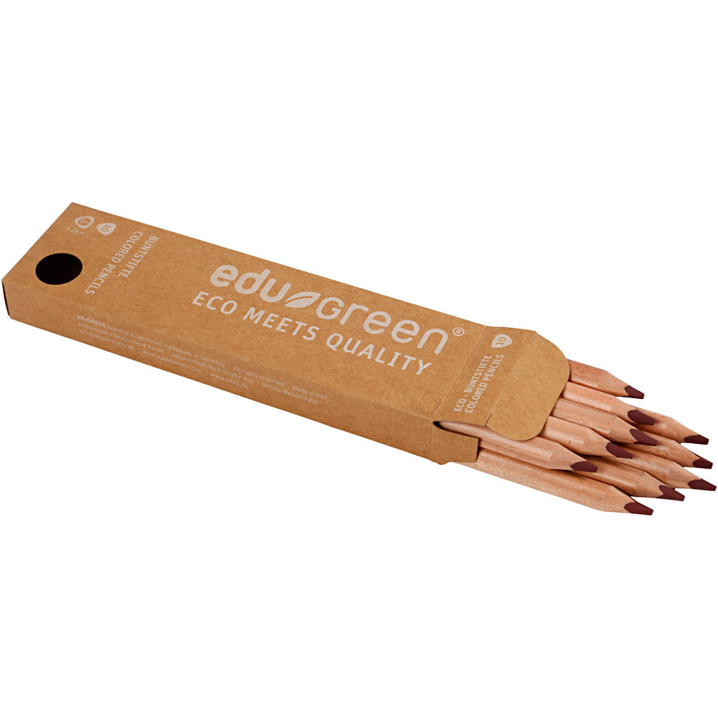 edu Green Jumbo-Buntstifte, Mine 5 mm, Braun, 10 Stk/ 1 Pck [HOB-408274]