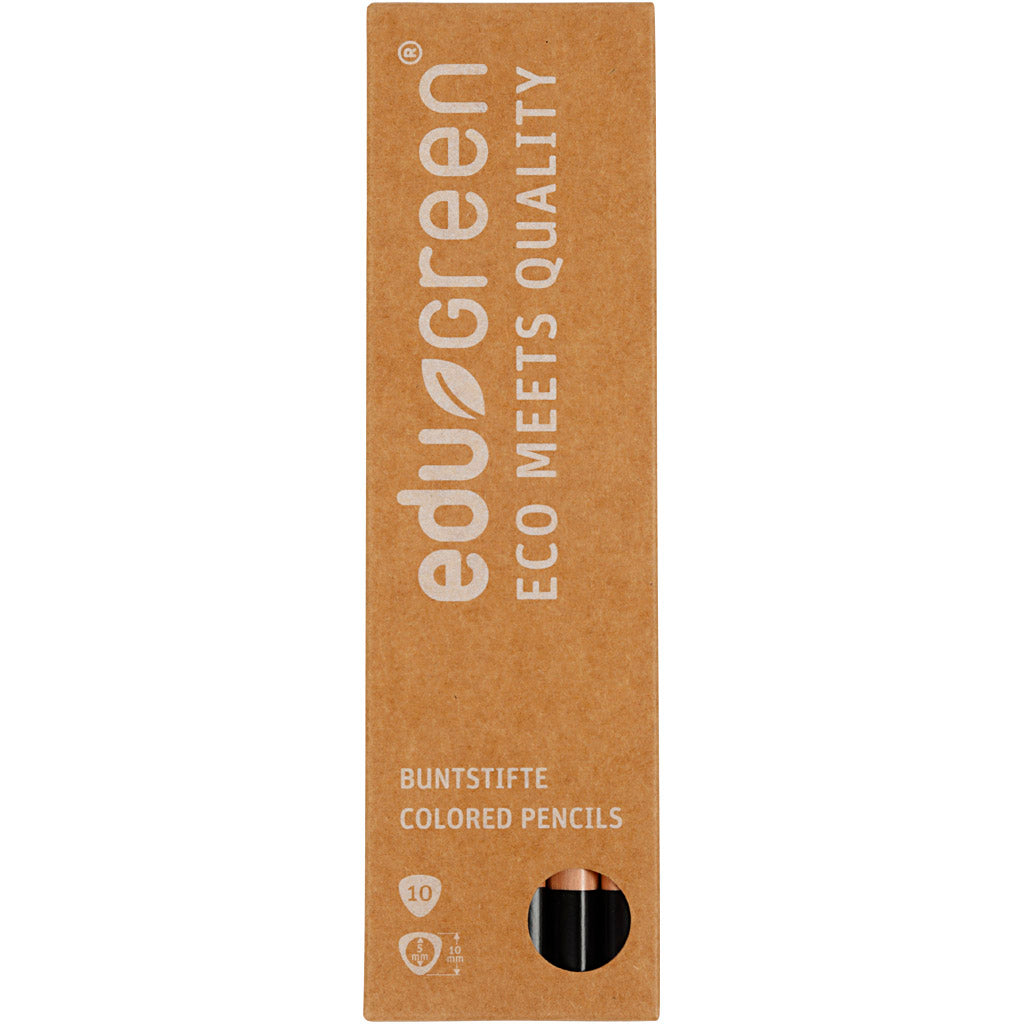 edu Green Jumbo-Buntstifte, Mine 5 mm, Schwarz, 10 Stk/ 1 Pck [HOB-408284]