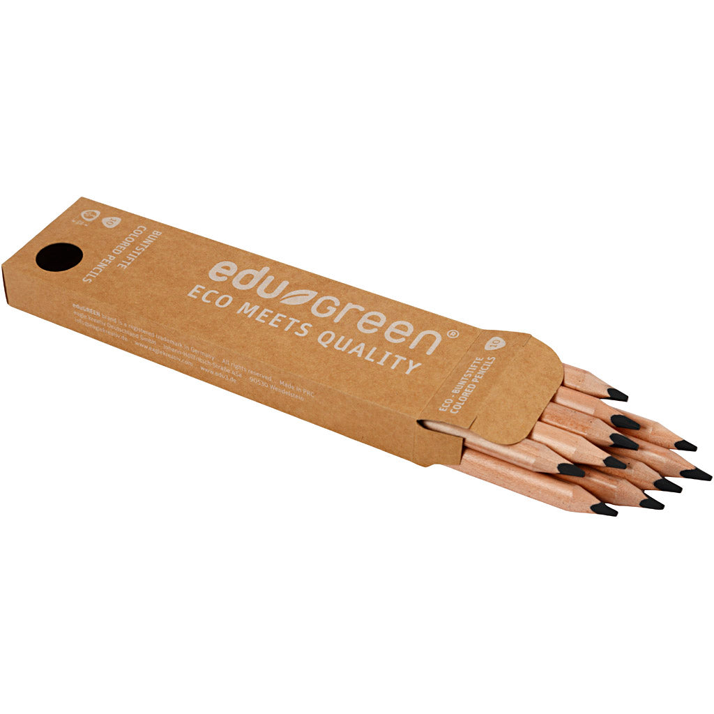 edu Green Jumbo-Buntstifte, Mine 5 mm, Schwarz, 10 Stk/ 1 Pck [HOB-408284]