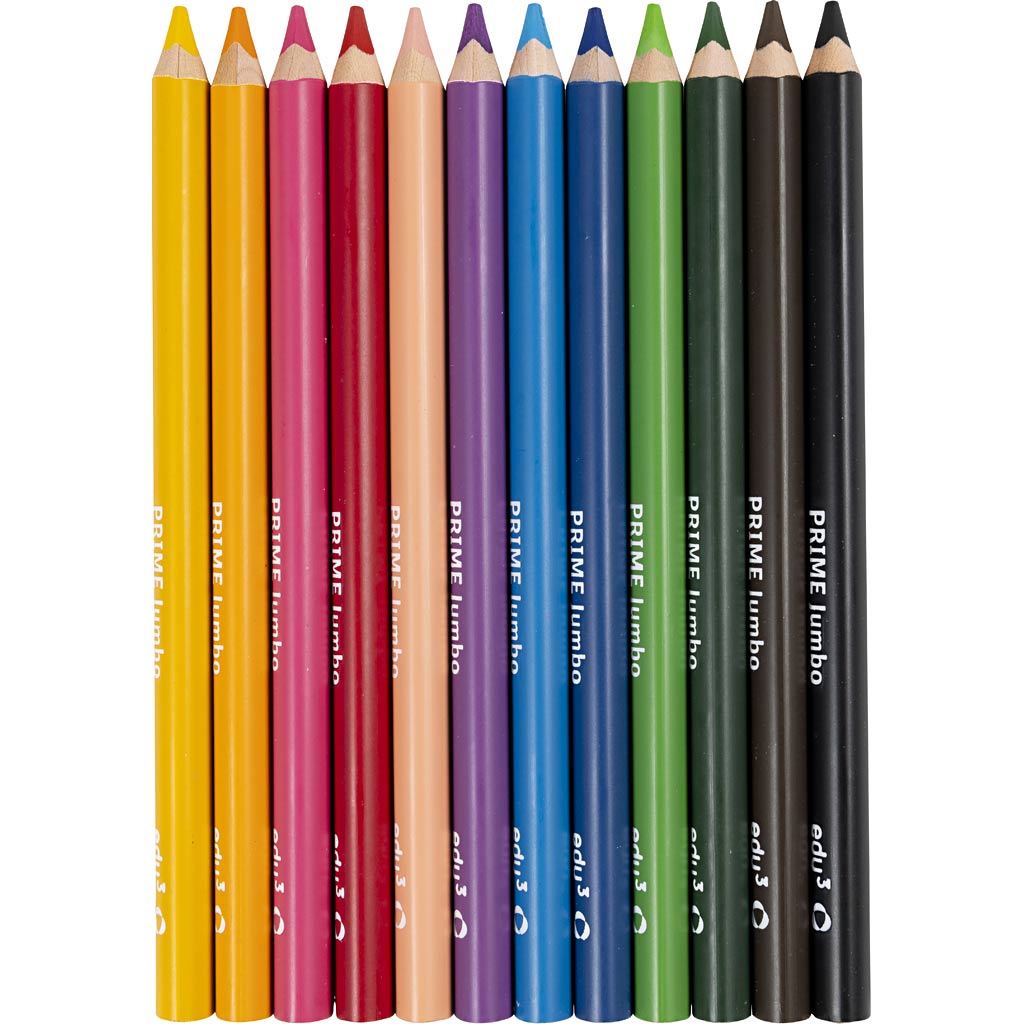 edu3 Jumbo-Buntstifte, Dicke 10 mm, Mine 6,25 mm, Sortierte Farben, 12 Stk/ 1 Pck [HOB-409212]