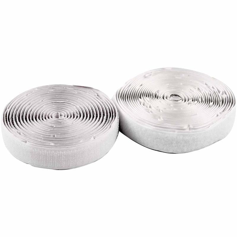 Klettband Haken & Ösen, selbstklebend, B 20 mm, Weiß, 5 m/ 1 Rolle [HOB-41020]
