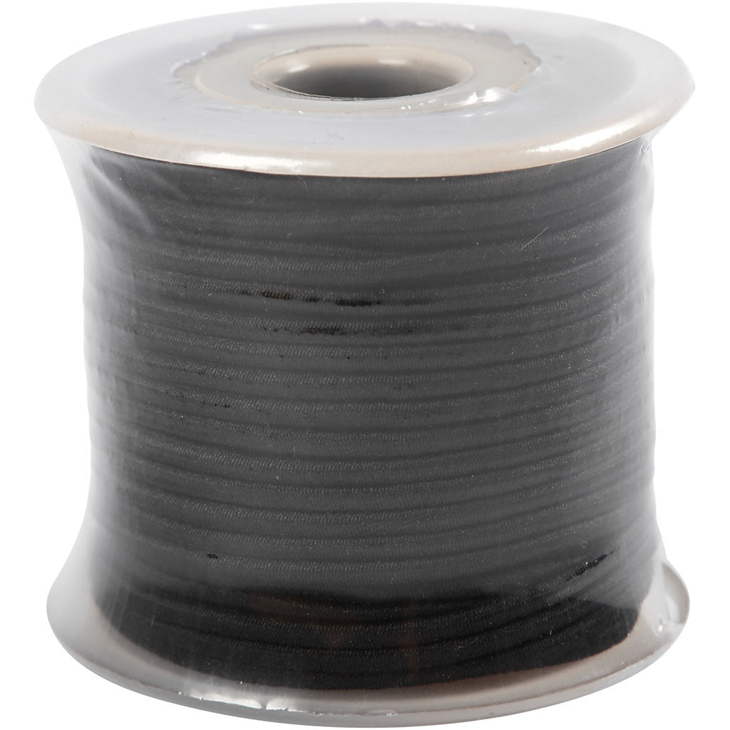 Elastische Schnur, Dicke 2 mm, Schwarz, 25 m/ 1 Rolle [HOB-410370]