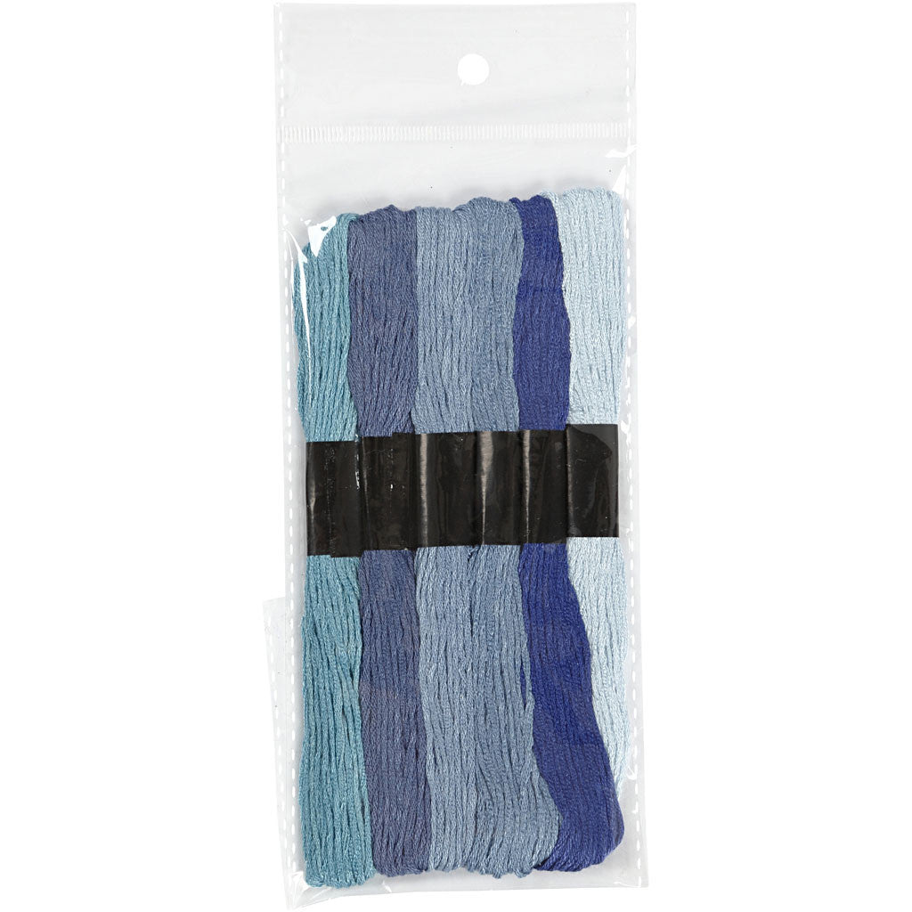 Stickgarn, Dicke 1 mm, Harmonie in Blau, 6 Bündl./ 1 Pck [HOB-412710]