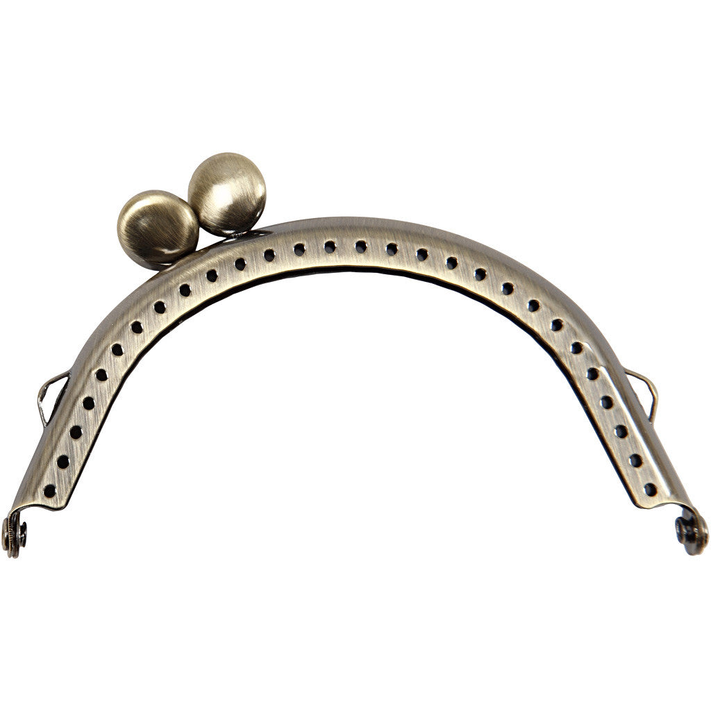 Bügelverschluss für Handtaschen, Größe 8 cm, Gebürstetes Silber, 1 Stk [HOB-41355]