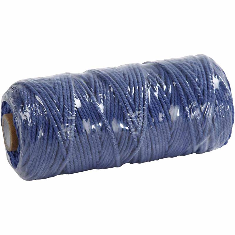 Macramé-Kordel, L 315 M, Dicke 1 mm, Dünne Qualität 12/12, Blau, 220 g/ 1 Knäuel [HOB-41512]