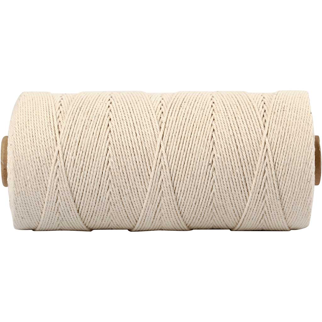 Macramé-Kordel, L 315 M, Dicke 1 mm, Dünne Qualität 12/12, Hellnatur, 220 g/ 1 Knäuel [HOB-41572]