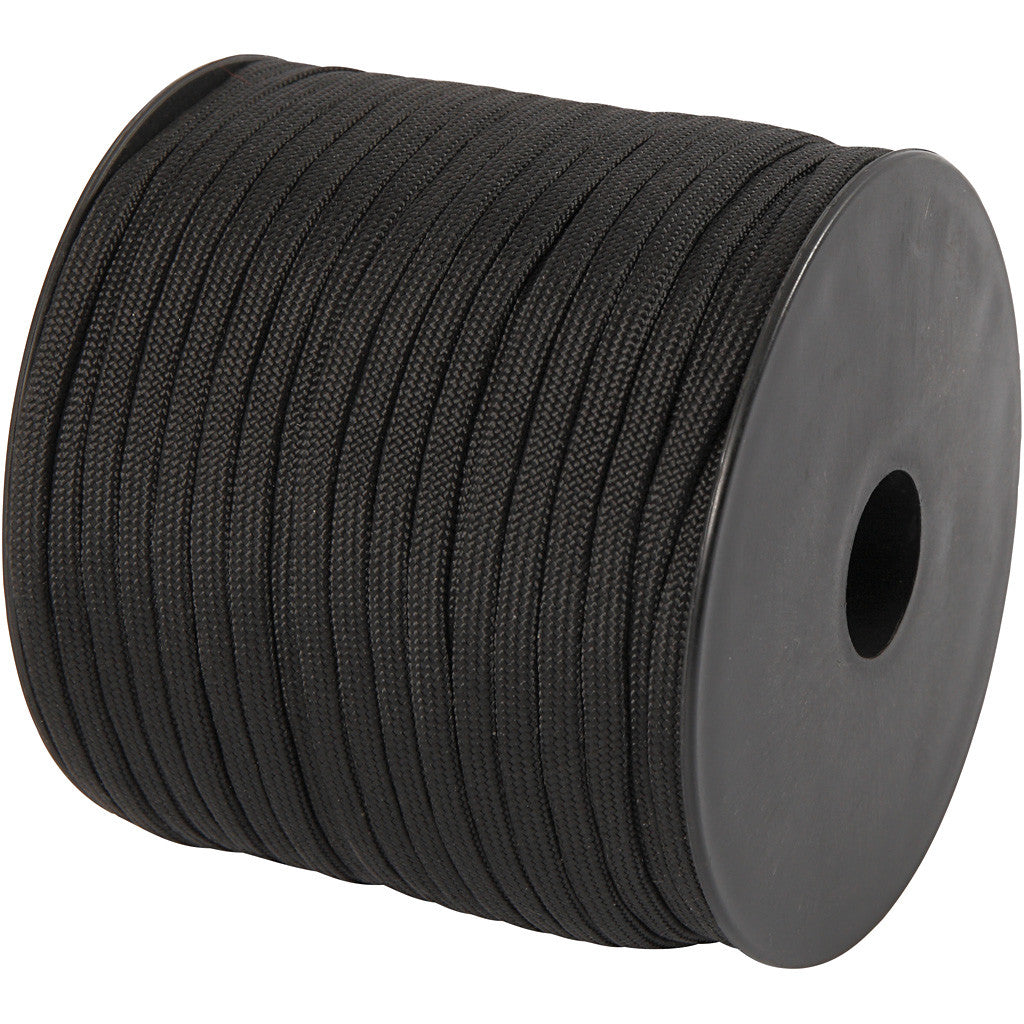 Nylon-Kordel, B 5 mm, Schwarz, 50 m/ 1 Rolle [HOB-41653]