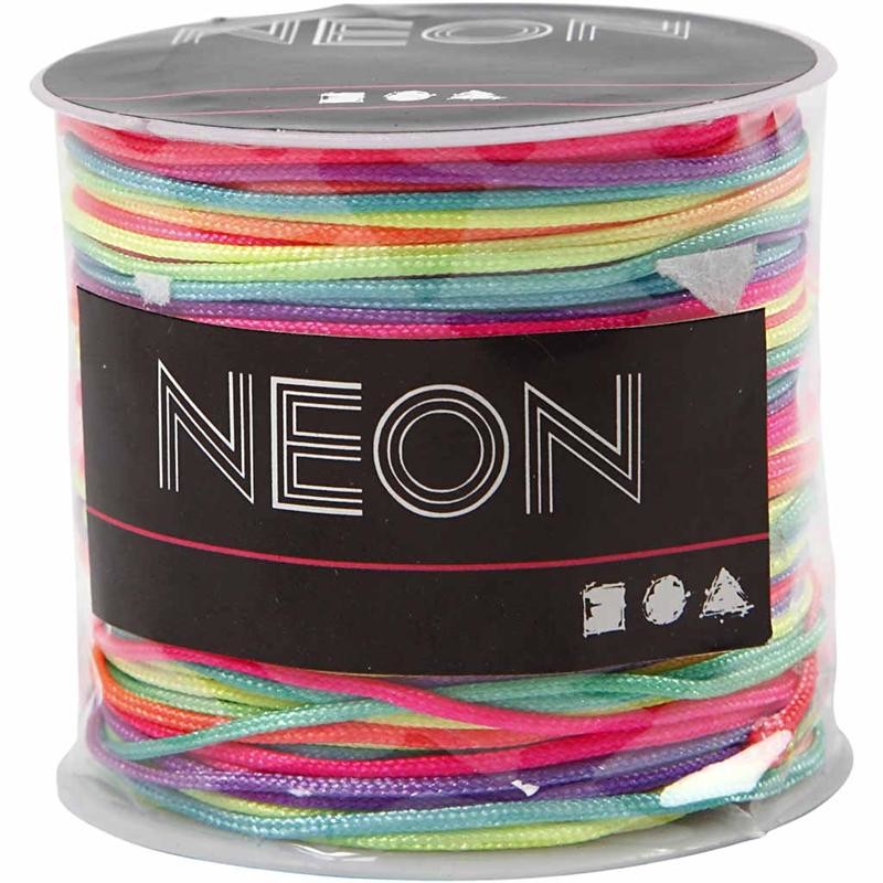 Makramée-Schnur, multicolor, Dicke 1 mm, Neonfarben, 28 m/ 1 Rolle [HOB-41723]