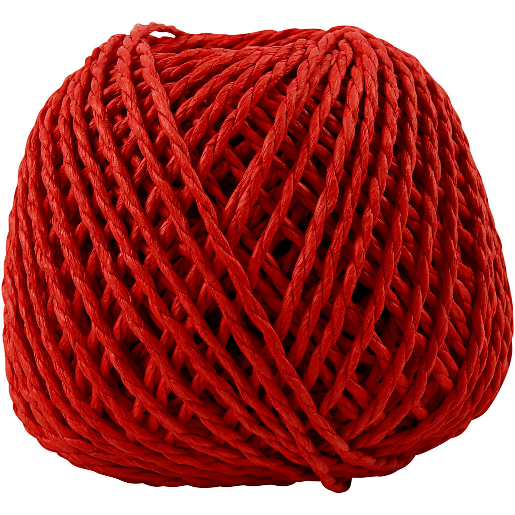 Paper Yarn, thickness 2,5-3 mm, red, 150 g, 40 m/ 1 ball