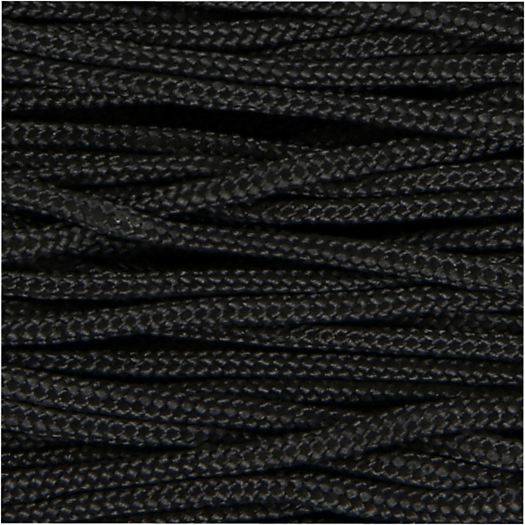 Macramé-Kordel, Dicke 2 mm, Schwarz, 8 m/ 1 Rolle [HOB-41755]