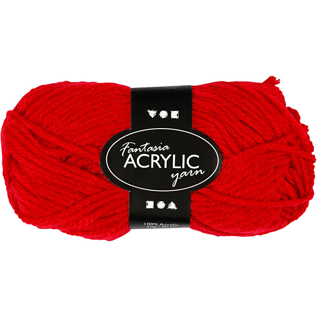 Fantasia Acrylic Yarn, L: 80 M, red, 50 g/ 1 ball