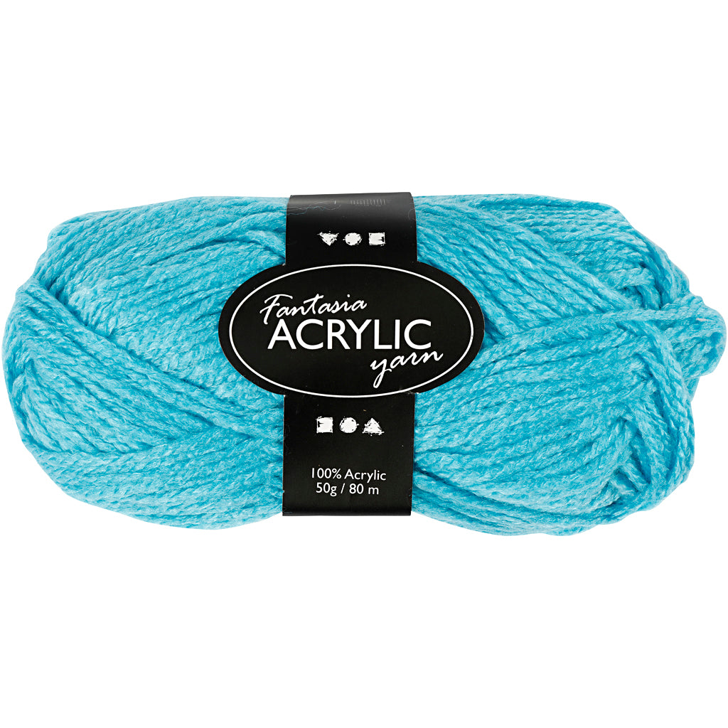 Fantasia Acrylic Yarn, L: 80 M, turquoise, 50 g/ 1 ball