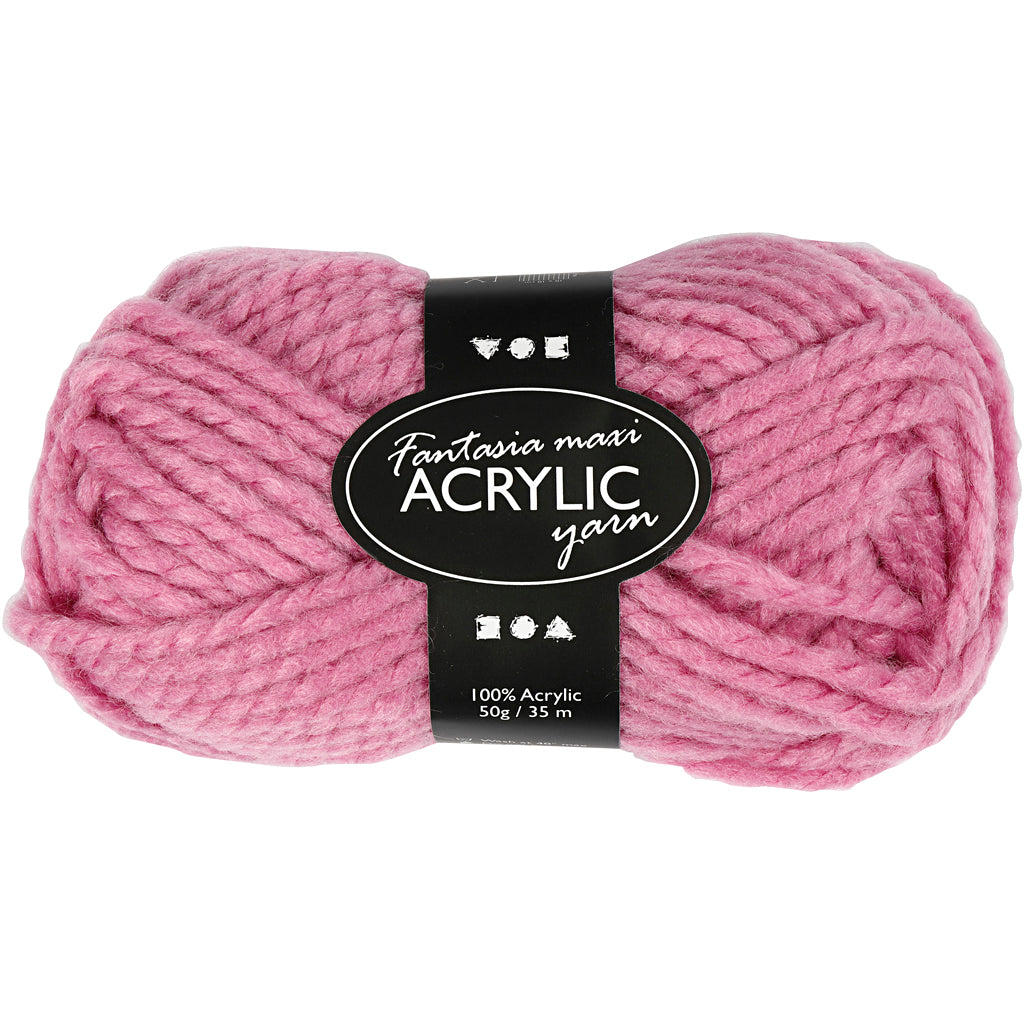 Fantasia Acrylic Yarn, L: 35 M, Maxi, rose, 50 g/ 1 ball