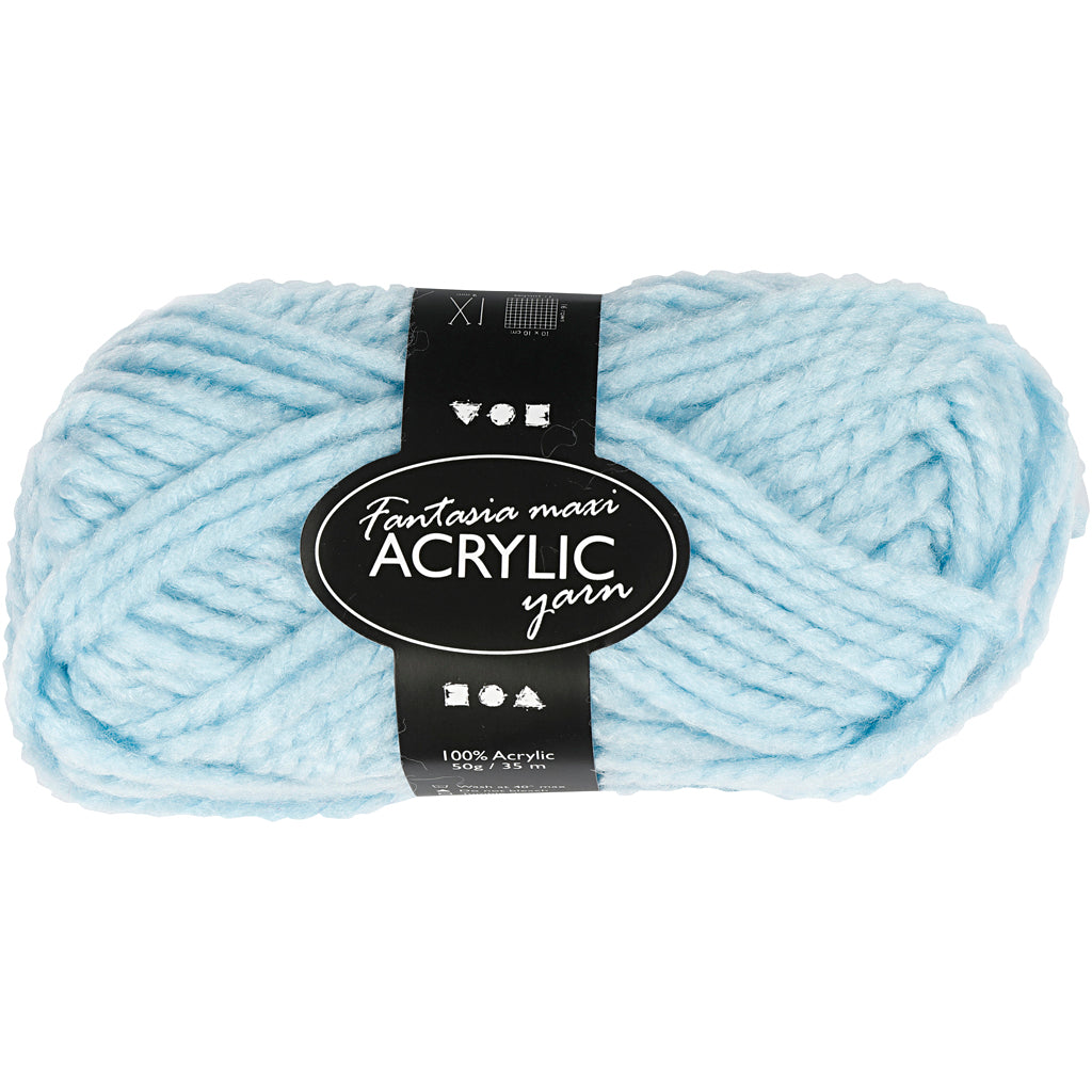 Fantasia Acrylic Yarn, L: 35 M, Maxi, light blue, 50 g/ 1 ball
