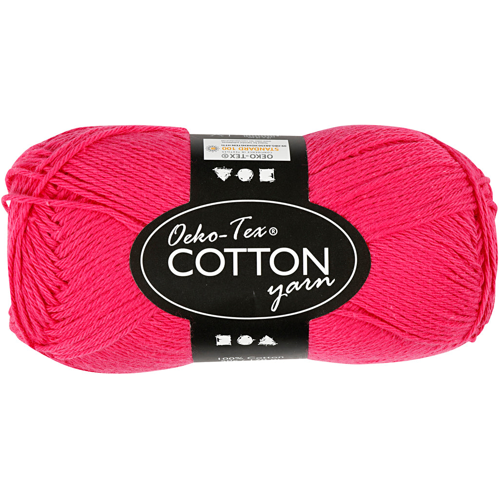 Cotton Yarn, no. 8/4, L: 170 M, needle 3-3,5, pink, 50 g/ 1 ball