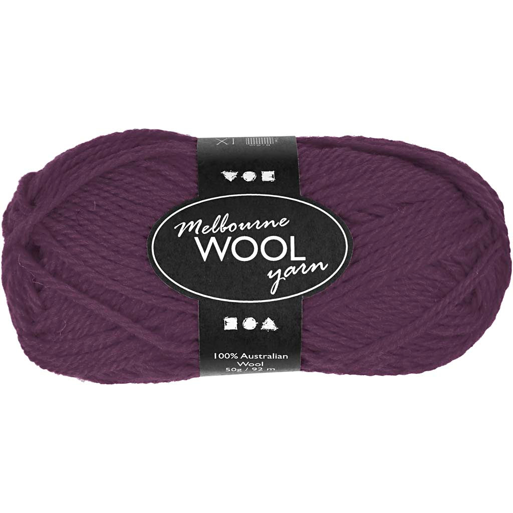 Melbourne Wool Yarn, L: 92 M, purple, 50 g/ 1 ball
