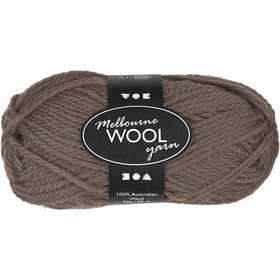 Melbourne Wool Yarn, L 92 M, Graubraun, 50 g/ 1 Knäuel [HOB-44783]
