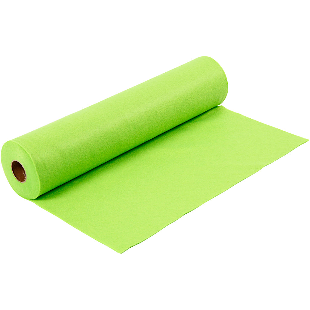 Craft felt, W: 45 cm, thickness 1,5-2 mm, 180-200 g, light green, 5 m/ 1 roll