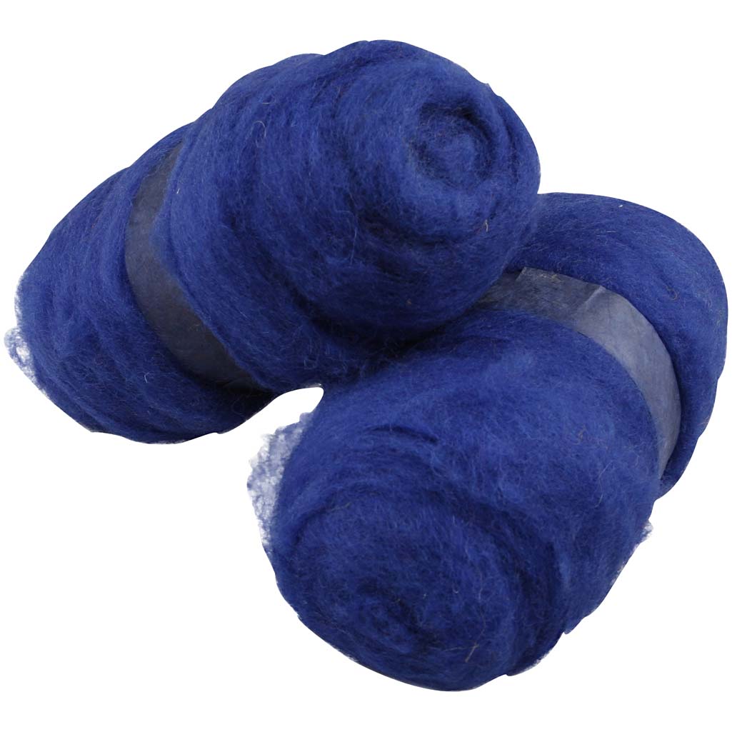Carded Wool, royal blue, 2x100 g