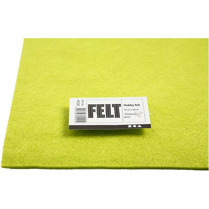 Bastelfilz, Blatt 42x60 cm, Dicke 3 mm, Hellgrün, 1 Bl. [HOB-45238]