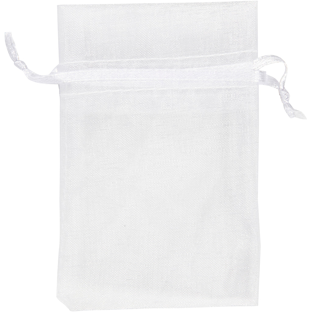 Organza Bags, size 7x10 cm, white, 10 pc