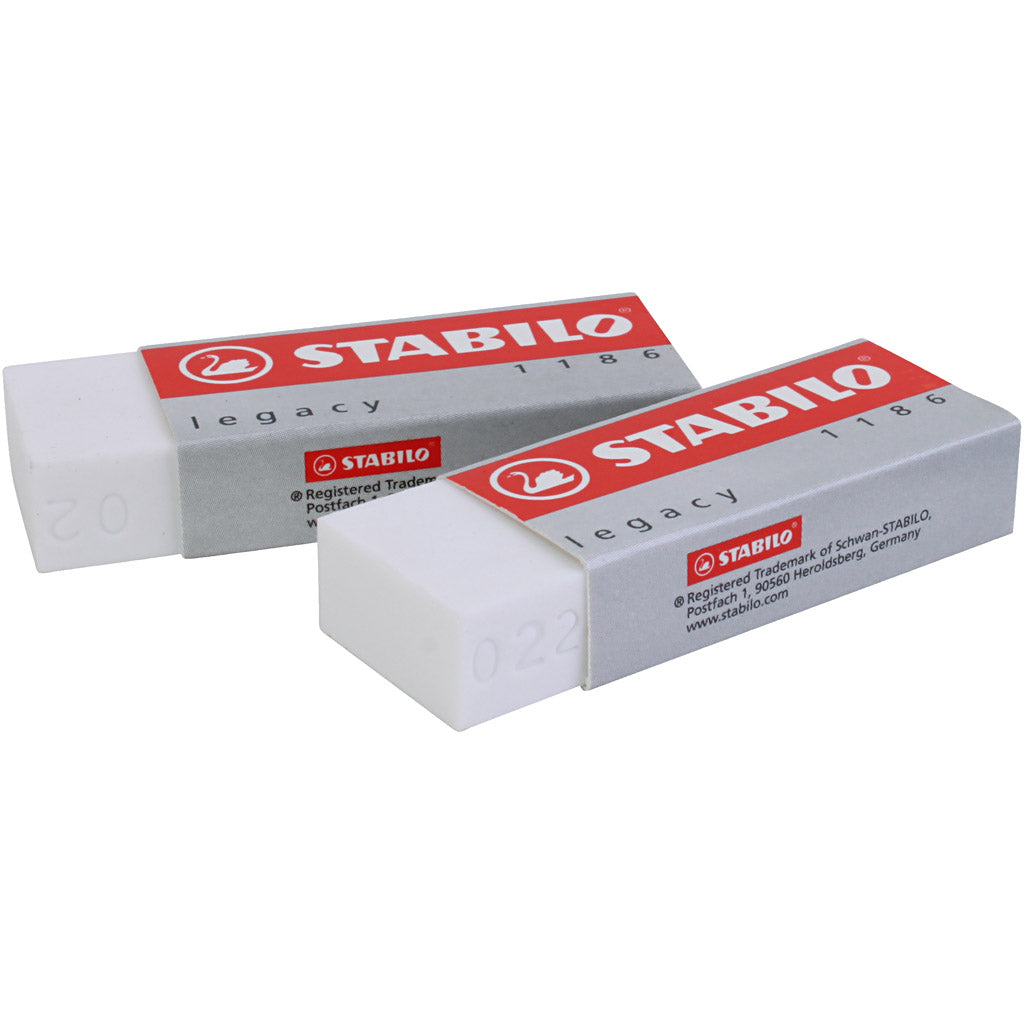 Stabilo Eraser, H: 1 cm, L: 6,3 cm, W: 2,3 cm, white, 20 pc