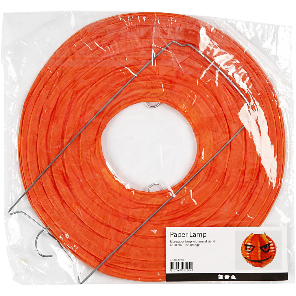 Reispapier-Lampe/-Lampion, D 20 cm, Orange, 1 Stk [HOB-50003]