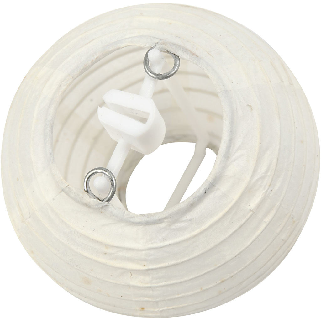 Papierlampion, Rund, D 7,5 cm, Weiß, 10 Stk/ 1 Pck [HOB-50029]