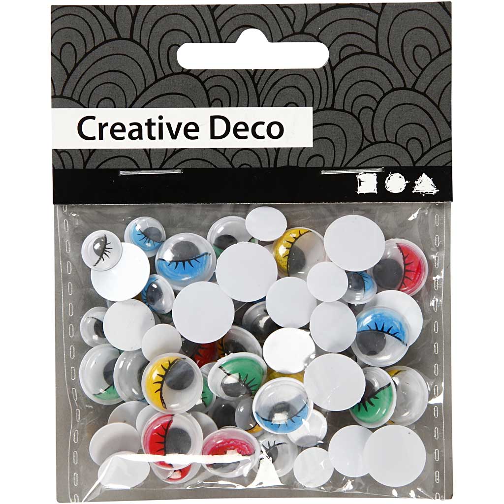 Wackelaugen - Sortiment, nicht selbstklebend, D 8-12 mm, 36 sort./ 1 Pck [HOB-501242]