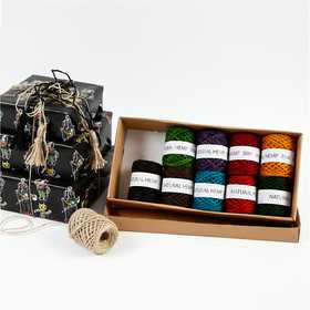 Hanfschnur - Set, Dicke 1-2 mm, Sortierte Farben, 10x30 m/ 1 Pck [HOB-50315]