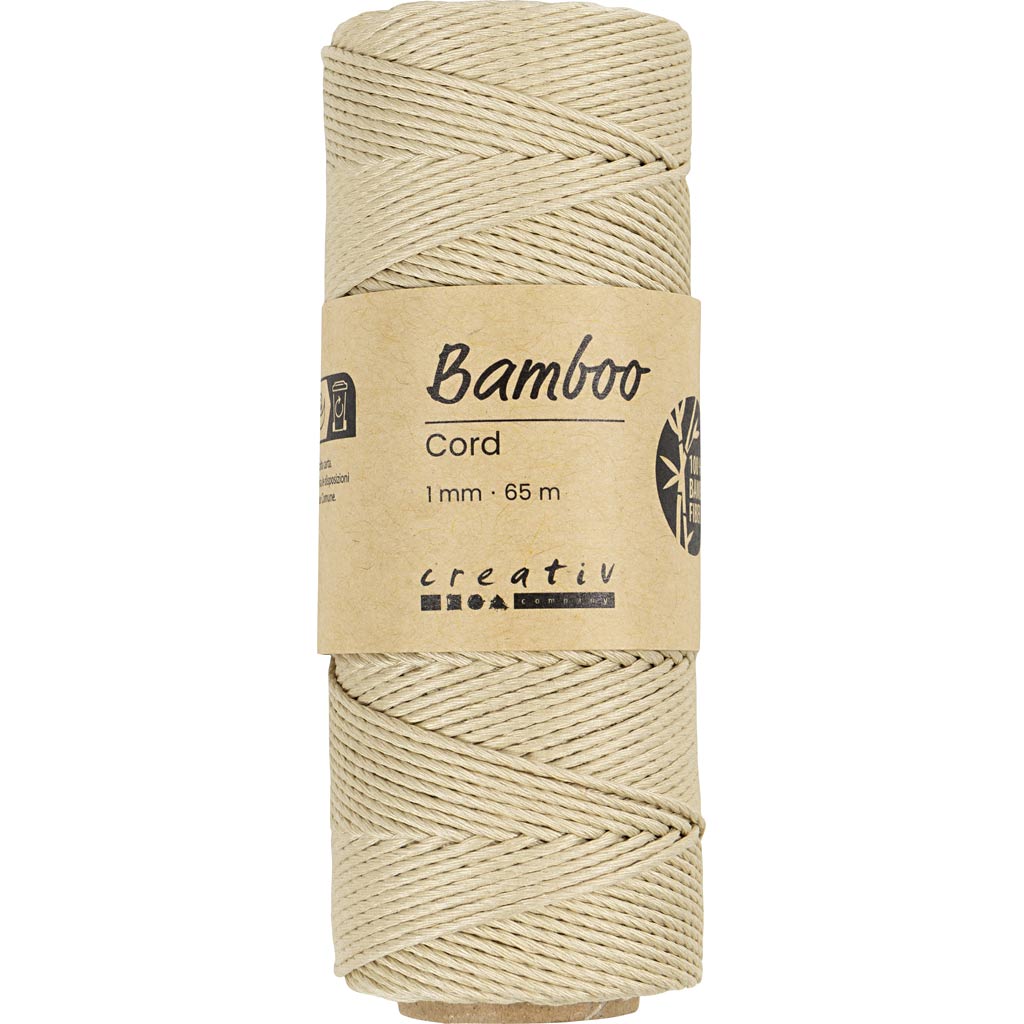 Bambusschnur, Dicke 1 mm, Naturweiß, 65 m/ 1 Rolle [HOB-503482]