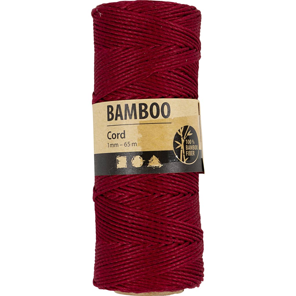 Bambusschnur, Dicke 1 mm, Rot, 65 m/ 1 Rolle [HOB-503485]