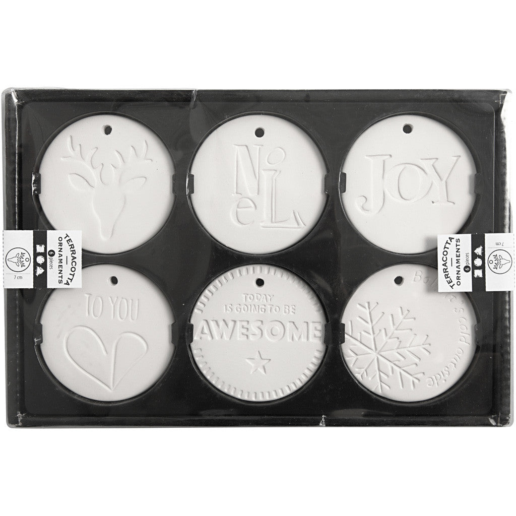 Medaillons zum Aufhängen, Größe 7x7 cm, Dicke 0,6 cm, Weiß, 6 Stk/ 1 Pck [HOB-504940]